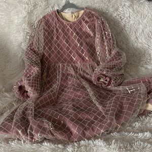 House of LooLous Elegant Pink Velvet and Sequin Kids Dress